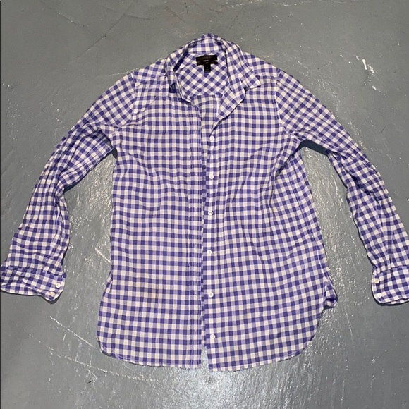 J. Crew Purple & White Gingham Button Down - Picture 3 of 3